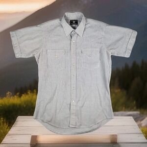 Flying R Ranchwear Shirt Mens‎ Large White Plaid Pearl Snap Western Made In USA